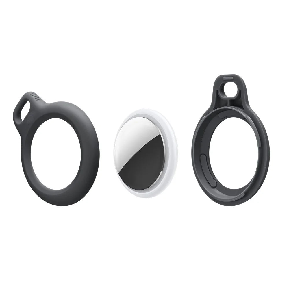For Apple AirTag PC Protective Cover Bluetooth-compatible Tracker Anti-drop Case with Keyring - Black - 3