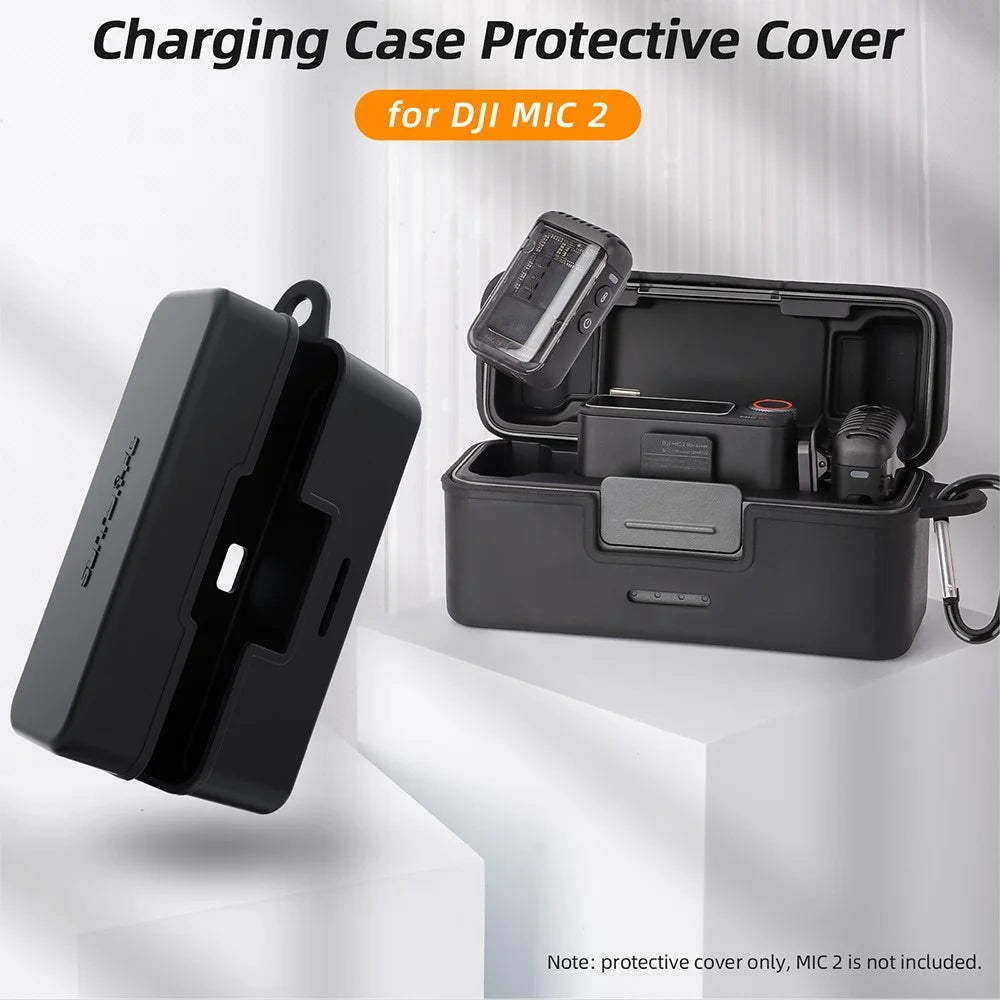 SUNNYLIFE Protective Cover for DJI Mic 2 Wireless Microphone Charging Case Soft Rubber Shell - 3