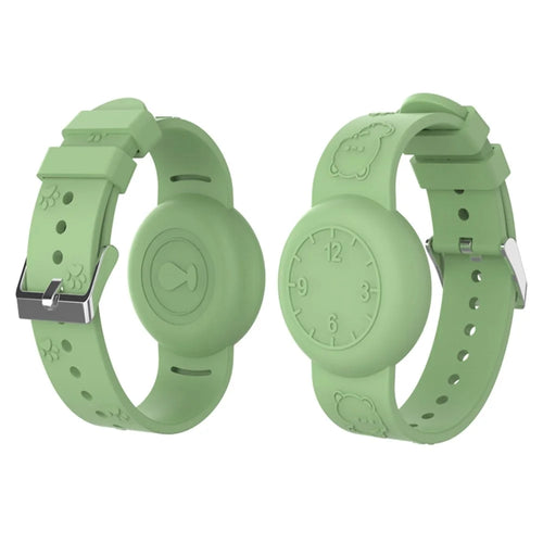 Protective Case for Apple AirTag Anti-Lost Tracker Number Design Waterproof Silicone Wristband - Matcha Green - 1