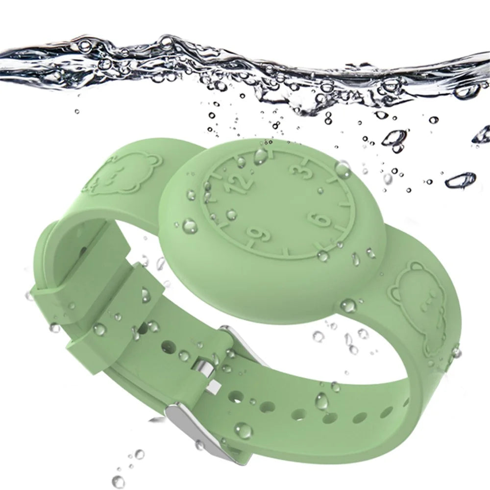Protective Case for Apple AirTag Anti-Lost Tracker Number Design Waterproof Silicone Wristband - Matcha Green - 2