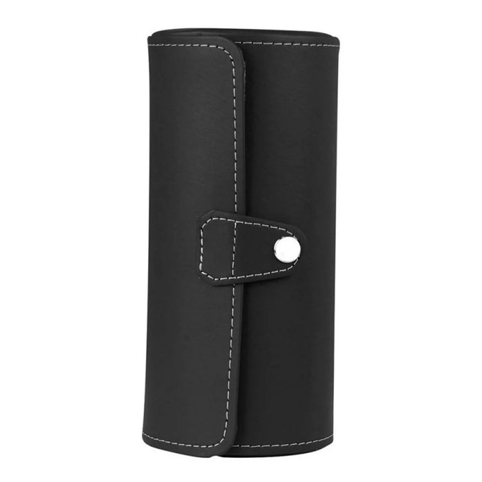 3-Grid Cylindrical Watch Storage Box Leather Watch Storage Case - Black - 2