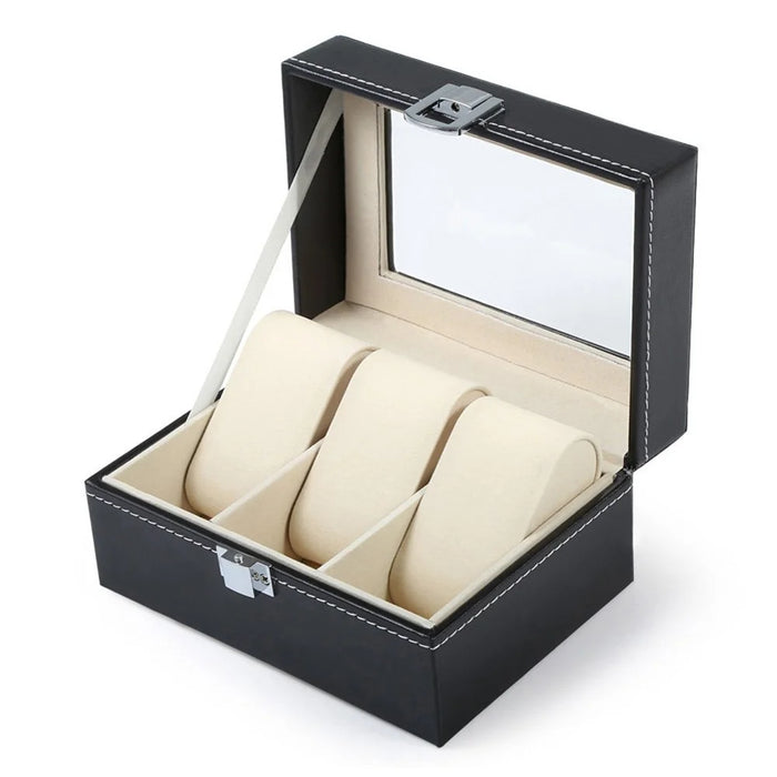 Watch Box Watch Display Case Storage Organizer Box 3-Grid Watch Box Case - 1