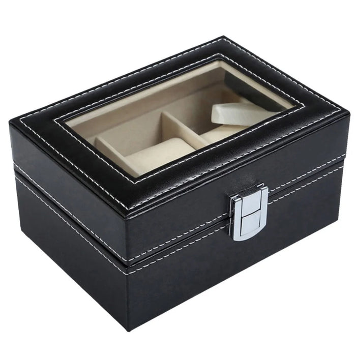 Watch Box Watch Display Case Storage Organizer Box 3-Grid Watch Box Case - 2
