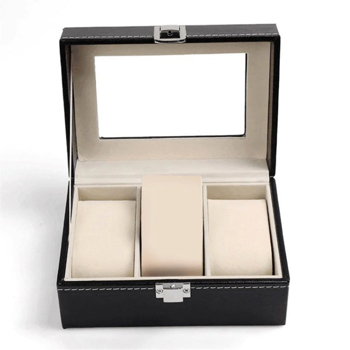 Watch Box Watch Display Case Storage Organizer Box 3-Grid Watch Box Case - 4