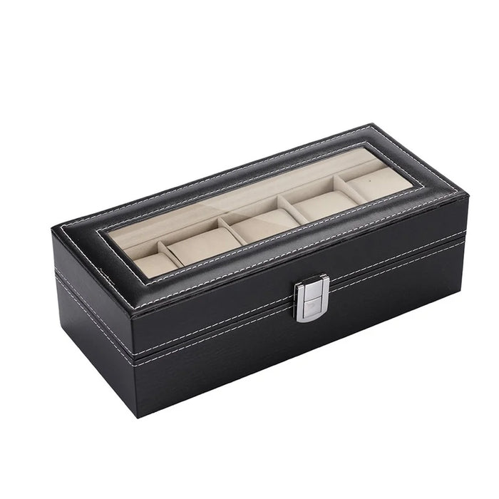 Watch Box Watch Display Case Storage Organizer Box 5-Grid Watch Box Case - 2