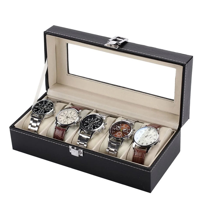 Watch Box Watch Display Case Storage Organizer Box 5-Grid Watch Box Case - 3
