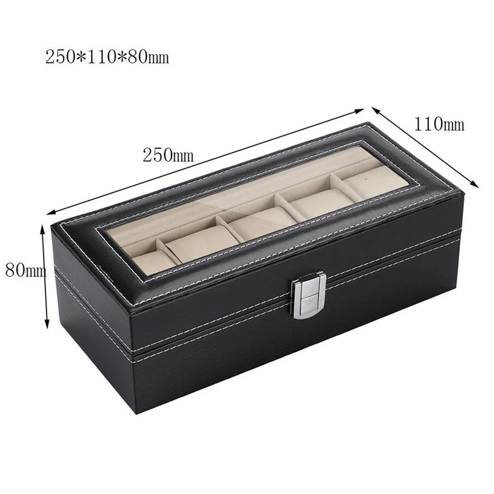 Watch Box Watch Display Case Storage Organizer Box 5-Grid Watch Box Case - 4