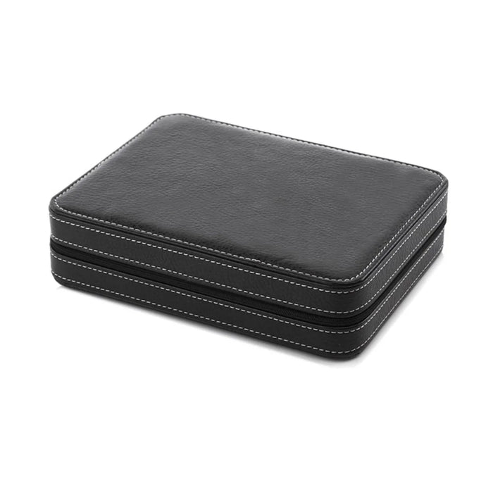 8 Grids Portable Watch Zipper Storage Bag Organizer Leather Watch Box - Black - 2