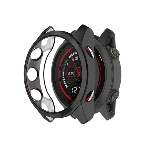Electroplating Case for Garmin Forerunner 745 TPU Smart Watch Protective Frame - Black - 1