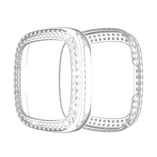 Double Row Rhinestone Decor PC Protective Cover Frame for Fitbit Versa 3/Sense - Transparent - 1