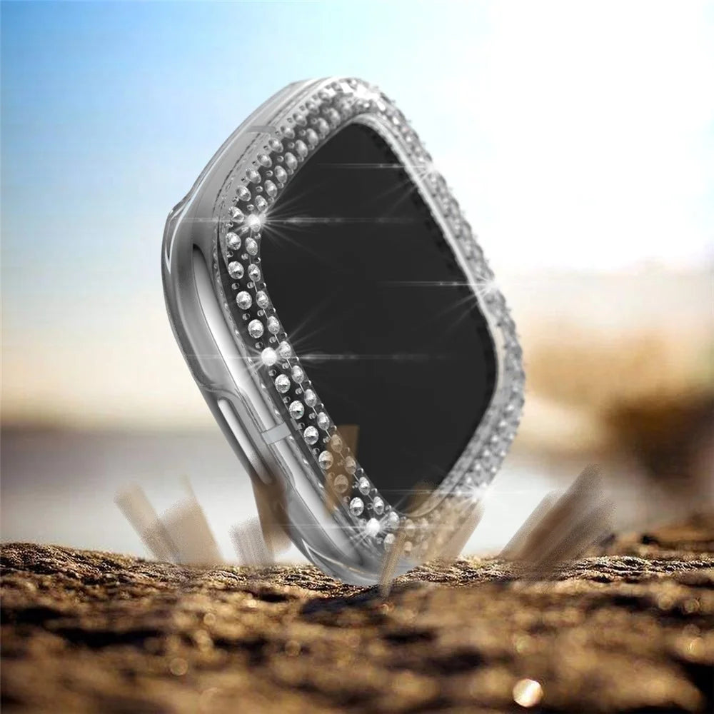Double Row Rhinestone Decor PC Protective Cover Frame for Fitbit Versa 3/Sense - Transparent - 3