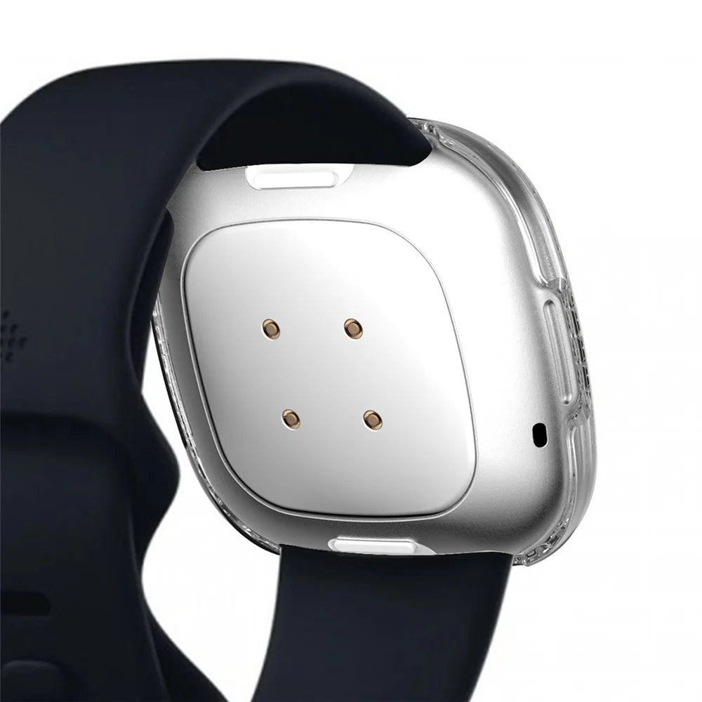 Double Row Rhinestone Decor PC Protective Cover Frame for Fitbit Versa 3/Sense - Transparent - 5