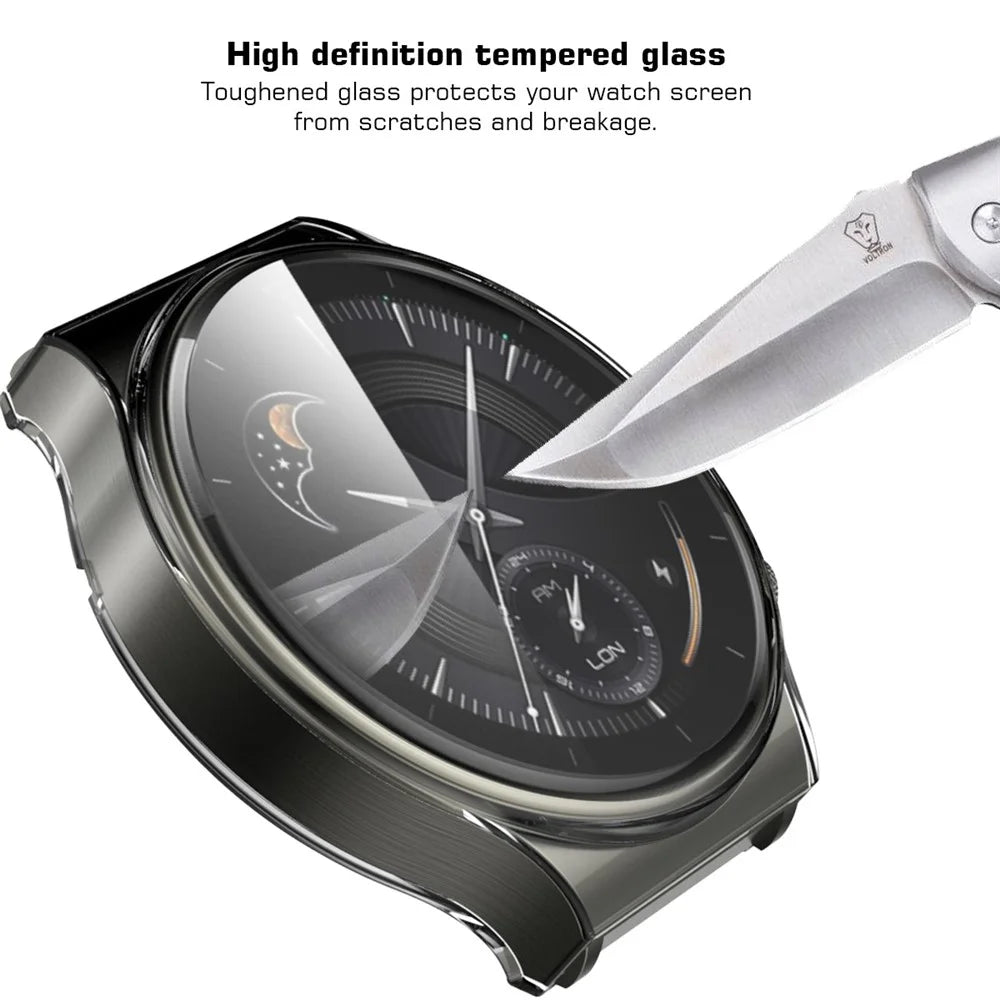 Electroplated TPU Frame with Tempered Glass Screen Protector Case for Huawei Watch GT 2 Pro/Classic/Sport - 4