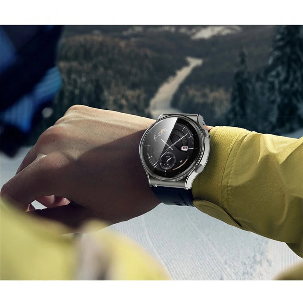 Electroplated TPU Frame with Tempered Glass Screen Protector Case for Huawei Watch GT 2 Pro/Classic/Sport - 5