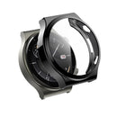 Tempered Glass Screen Protector Electroplated TPU Frame Case for Huawei Watch GT 2 Pro / Classic / Sport - Grey - 1