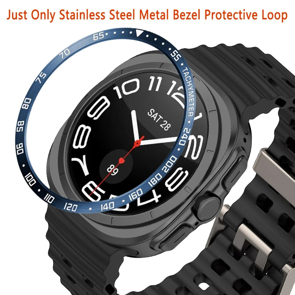 Type E for Samsung Galaxy Watch Ultra 47mm Bezel Ring Anti Scratch Stainless Steel Watch Bezel Loop - Black / White Characters - 3