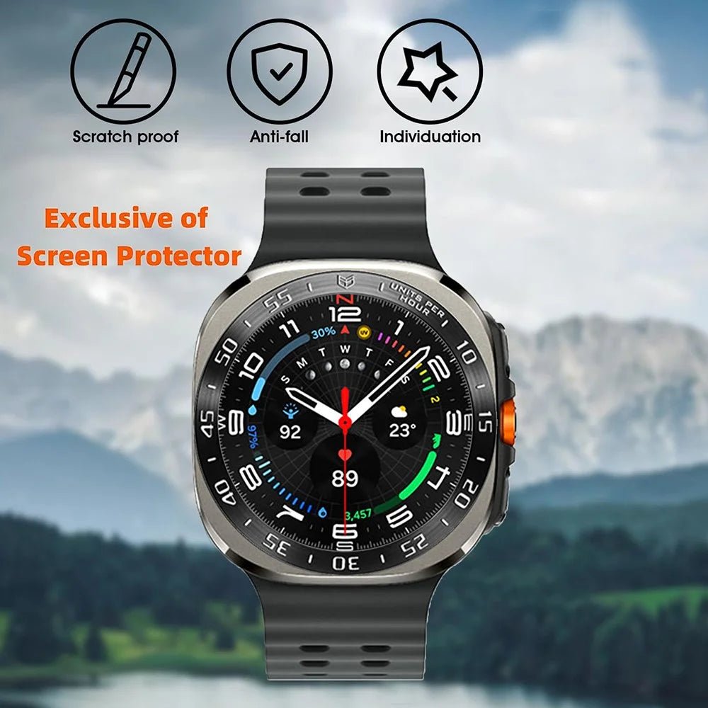 Type A for Samsung Galaxy Watch Ultra 47mm Bezel Ring Stainless Steel Metal Bezel Styling Dial Circle - Black / White Characters - 2