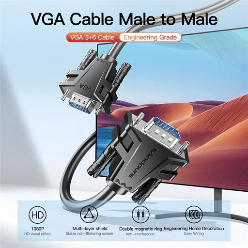 MINDPURE VG002 1.5m VGA 3+6 1080P HD Video Cable for Laptops Monitors Projectors - 2