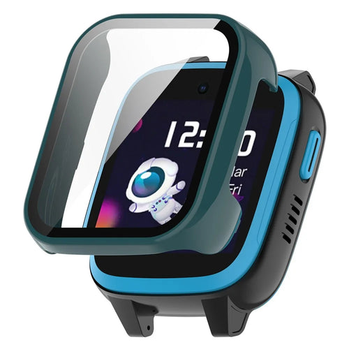For Xplora XGO3 Hard PC Watch Case Overall Protective Cover with HD Tempered Glass Film - Green - 1