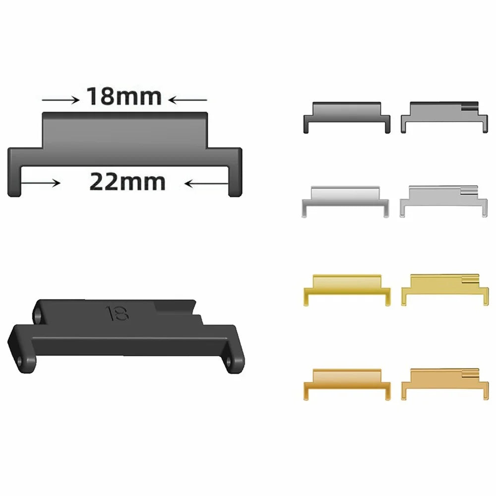 1 Pair Watch Strap Connector 18mm to 22mm Watch Band Metal Adapter - Black - 6