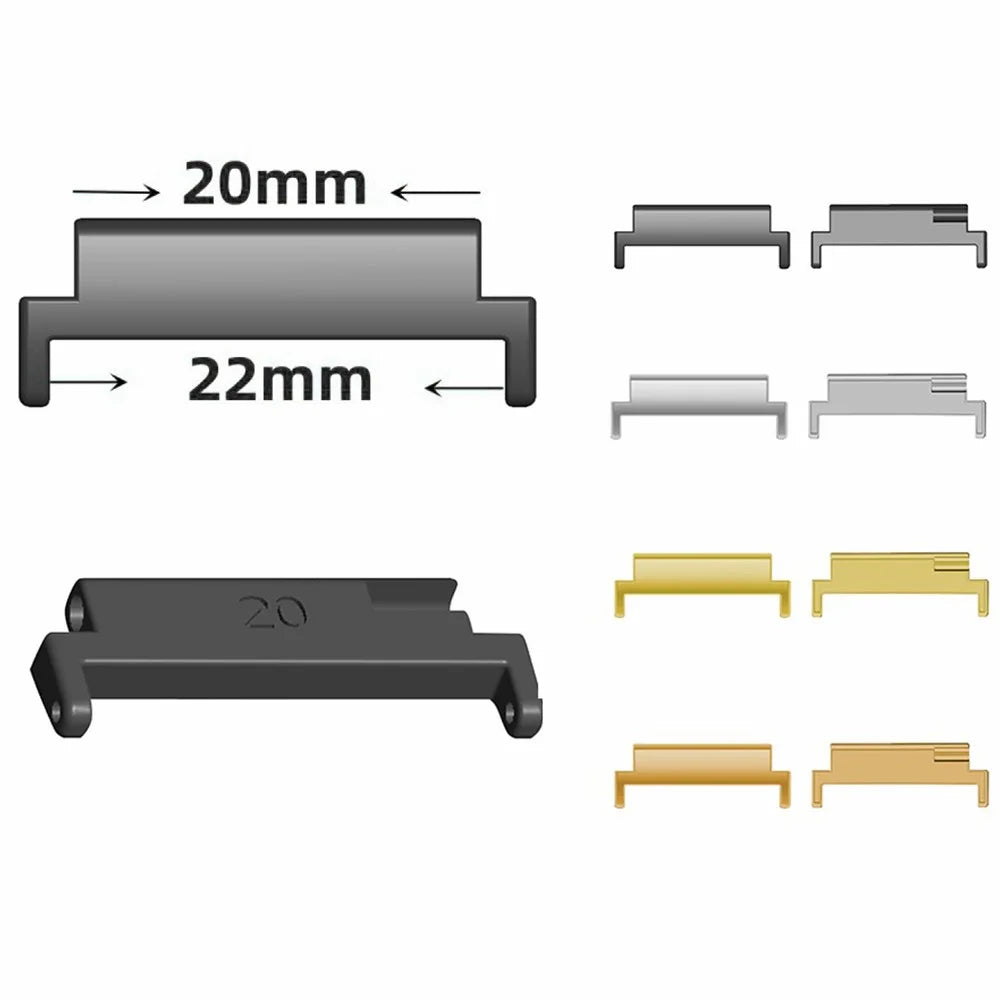 1 Pair Watch Strap Connector 20mm to 22mm Watch Band Metal Adapter - Black - 6