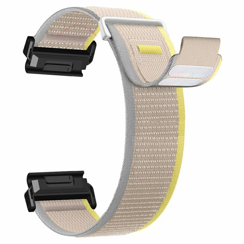 Watch Band for Garmin Fenix 7 / 6 / 5 Replacement Nylon Adjustable Loop Fastener Strap - Black+Black - 7