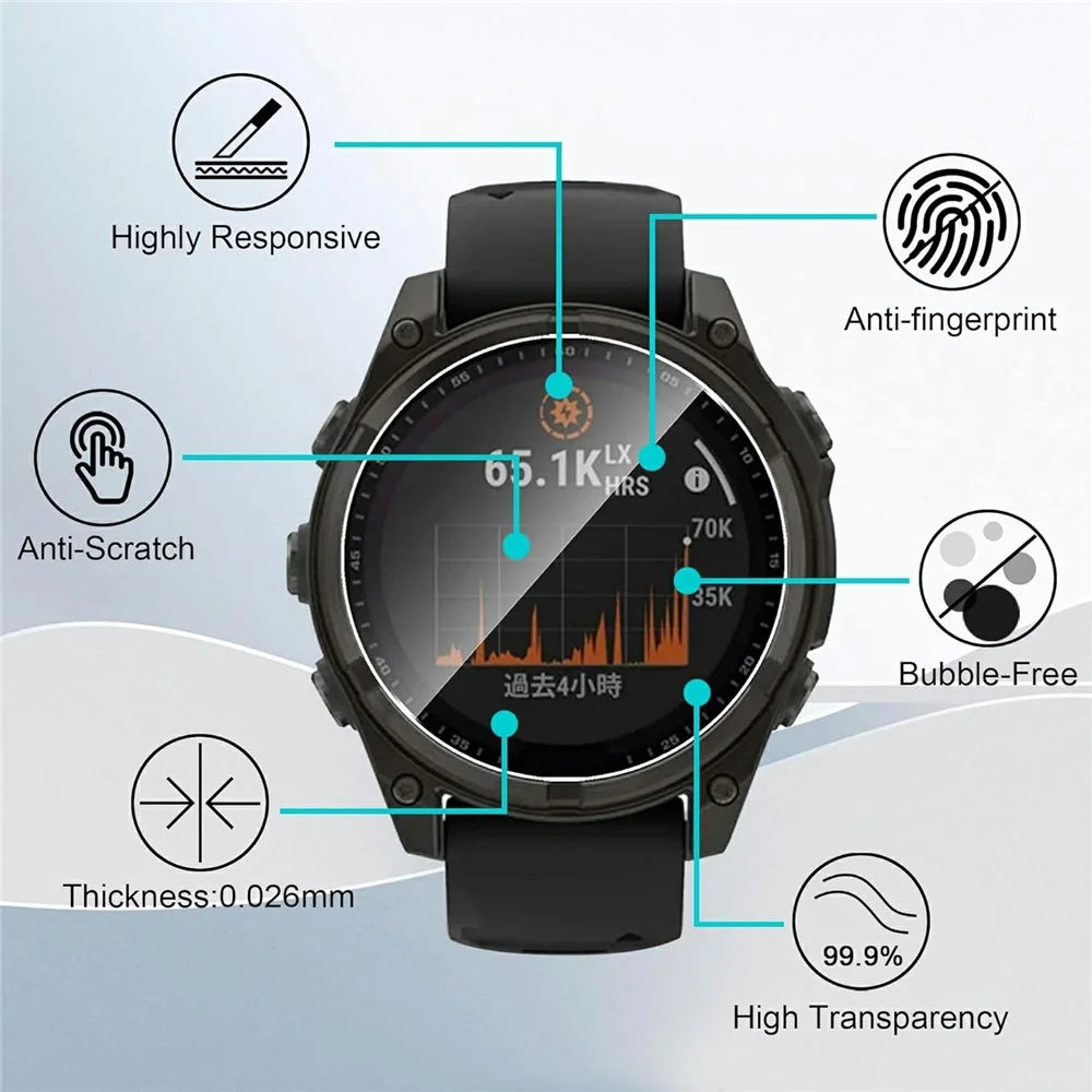 3Pcs For Garmin Fenix 8 47mm Screen Protector HD Clear Watch Screen Film - 5