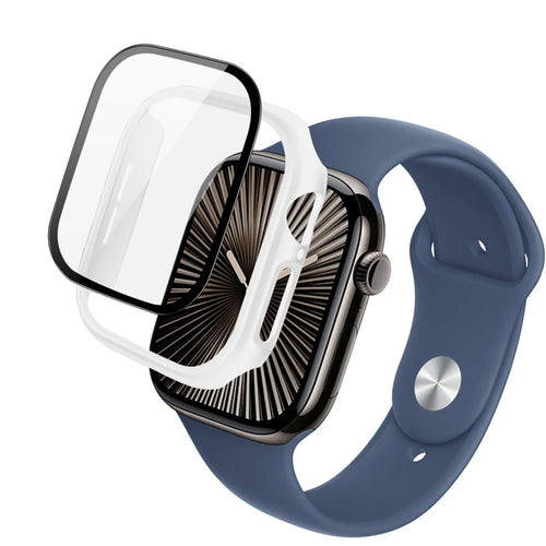 IMAK For Apple Watch Series 11 / 10 42mm Case Full Protection Integrate Watch PC Cover with Tempered Glass Film - White - 1