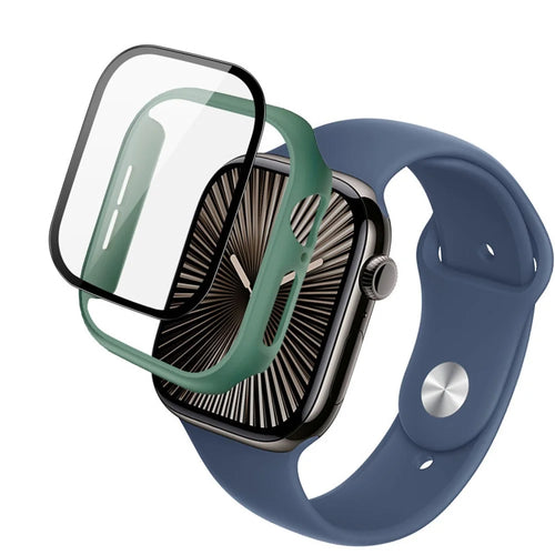 IMAK For Apple Watch Series 11 / 10 46mm Case Full Protection Integrate Watch PC Cover with Tempered Glass Film - Green - 1