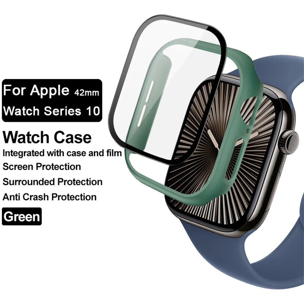IMAK For Apple Watch Series 11 / 10 46mm Case Full Protection Integrate Watch PC Cover with Tempered Glass Film - Green - 3