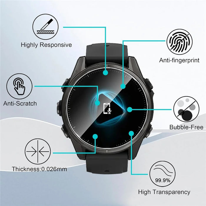 3Pcs For Garmin Fenix 8 43mm Screen Protector HD Clear Watch Screen Film - 4