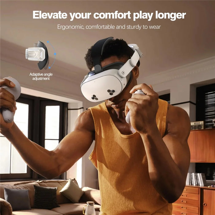 For Meta Quest 3S T2 Elite Head Strap ABS+Sponge Soft Cushion Adjustable Headband - Gold - 2