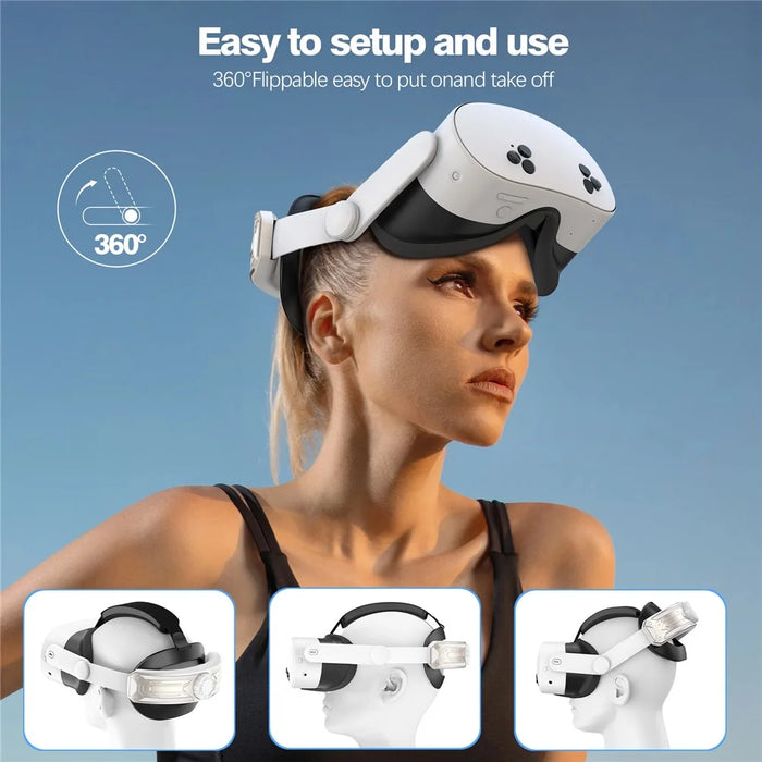 For Meta Quest 3S T2 Elite Head Strap ABS+Sponge Soft Cushion Adjustable Headband - Gold - 3
