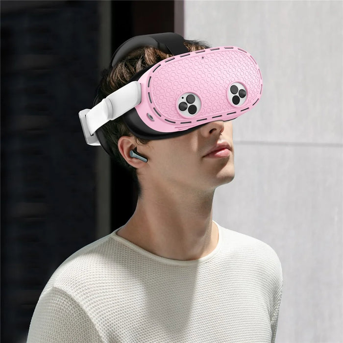 For Meta Quest 3S Protective Case VR Headset Silicone Cover - Pink - 4