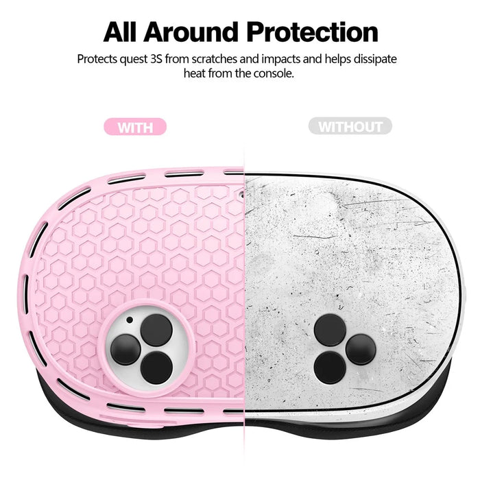 For Meta Quest 3S Protective Case VR Headset Silicone Cover - Pink - 5