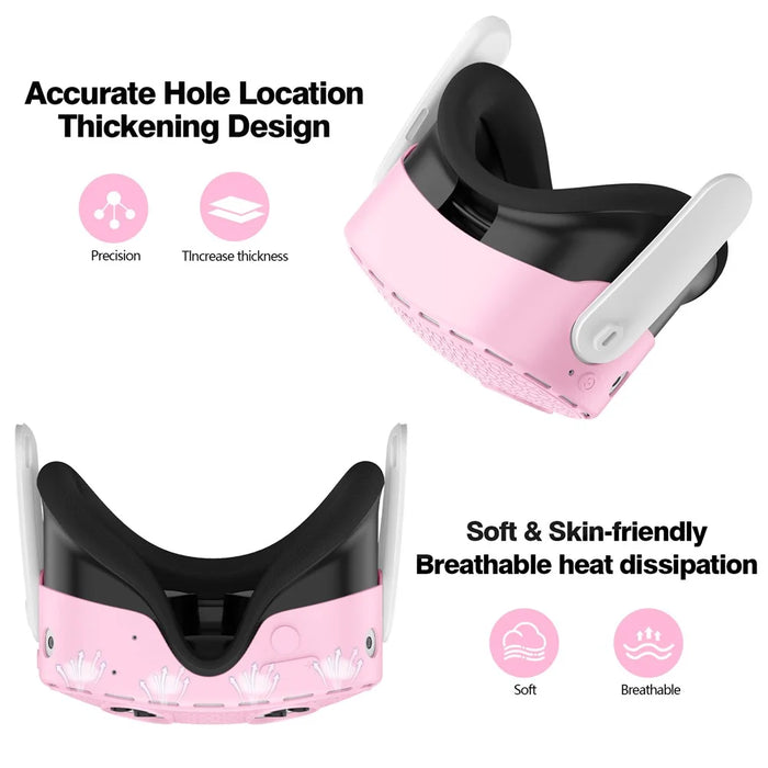 For Meta Quest 3S Protective Case VR Headset Silicone Cover - Pink - 6