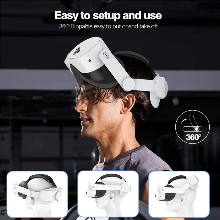 Head Strap for Meta Quest 3S Flippable Headband VR Headset Accessories - White - 7