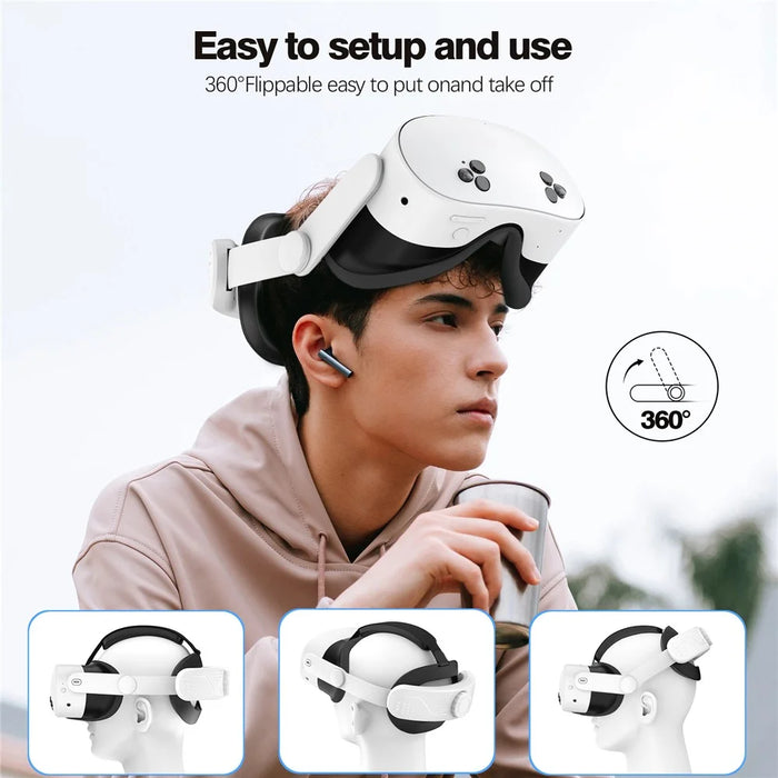 Head Strap for Meta Quest 3S Adjustable Headband VR Headset Accessories - White - 7