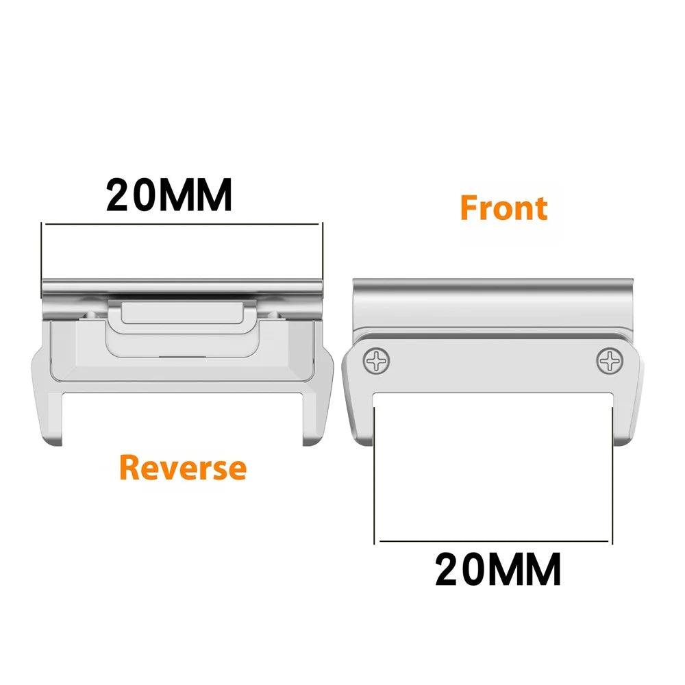 1 Pair 20mm Watchband Connector for Garmin Fenix 8 43mm  /  Fenix 7S  /  Fenix 7S Pro 42mm Watch Band Metal Adapter - Silver - 3