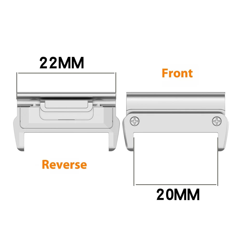 1 Pair 22mm Watchband Connector for Garmin Fenix 8 47mm  /  Fenix E 47mm  /  Fenix 7 Watch Band Metal Adapter - Silver - 3