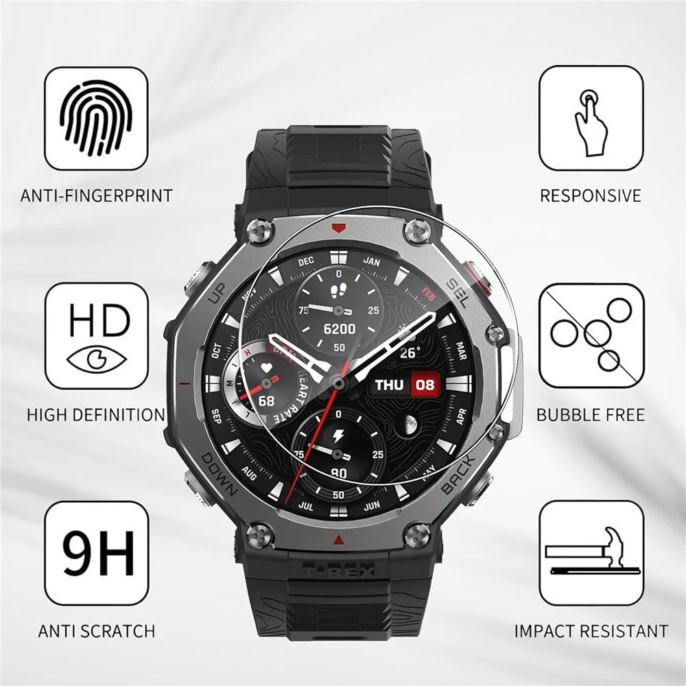 3Pcs For Huami Amazfit T-Rex 3 Tempered Glass Screen Protector HD Clear Watch Screen Film - 2