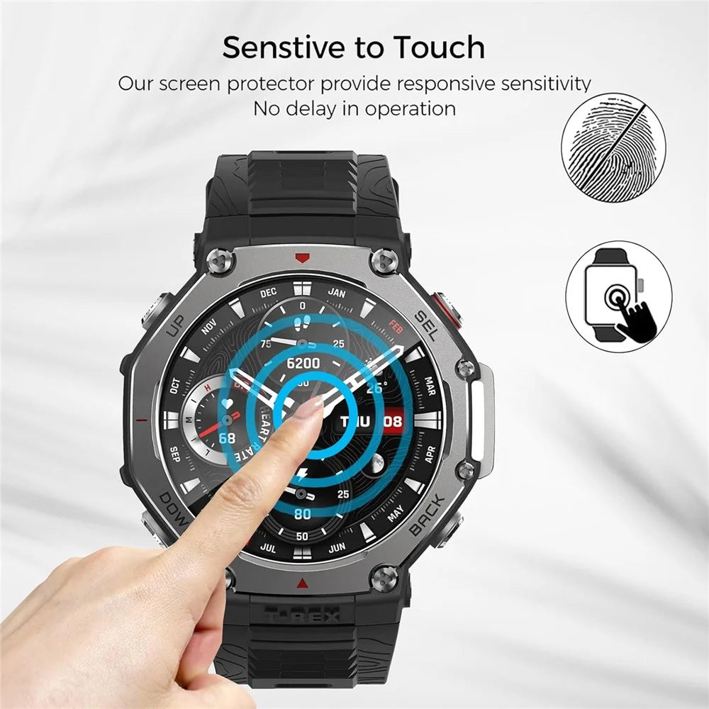 3Pcs For Huami Amazfit T-Rex 3 Tempered Glass Screen Protector HD Clear Watch Screen Film - 5