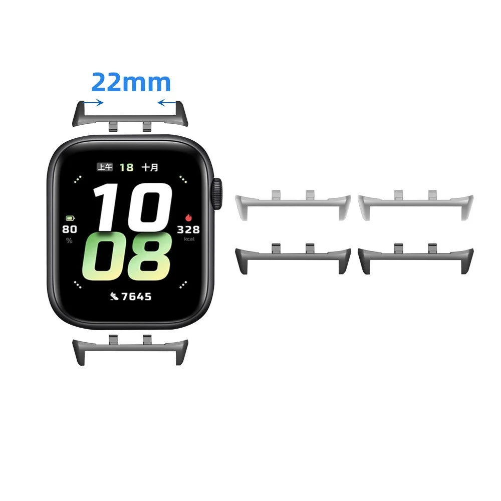 1 Pair for Honor Watch 5 Watchband Connector 22mm Replacement Strap Metal Adapters - Black - 6