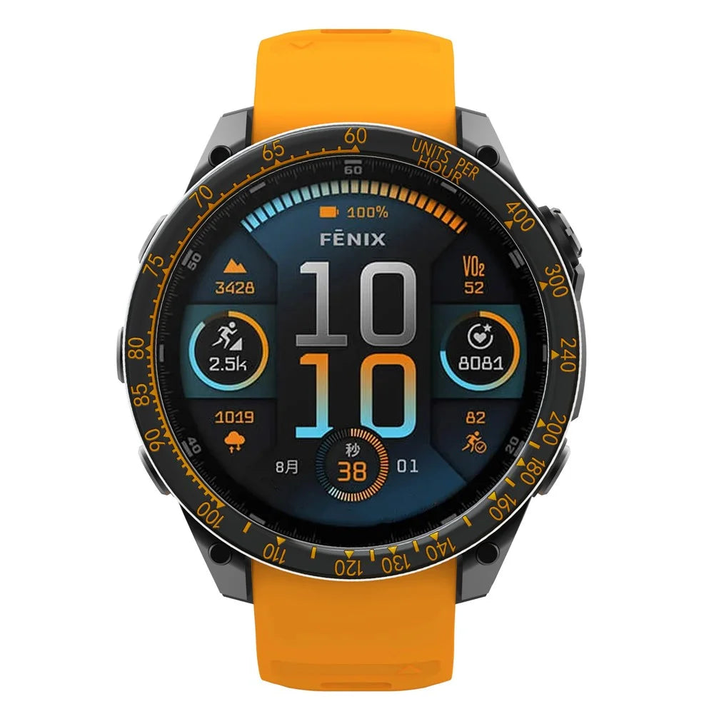 For Garmin Fenix 8 51mm Watch Bezel Dual Color Scale Stainless Steel Protective Ring - Black  /  Orange - 3