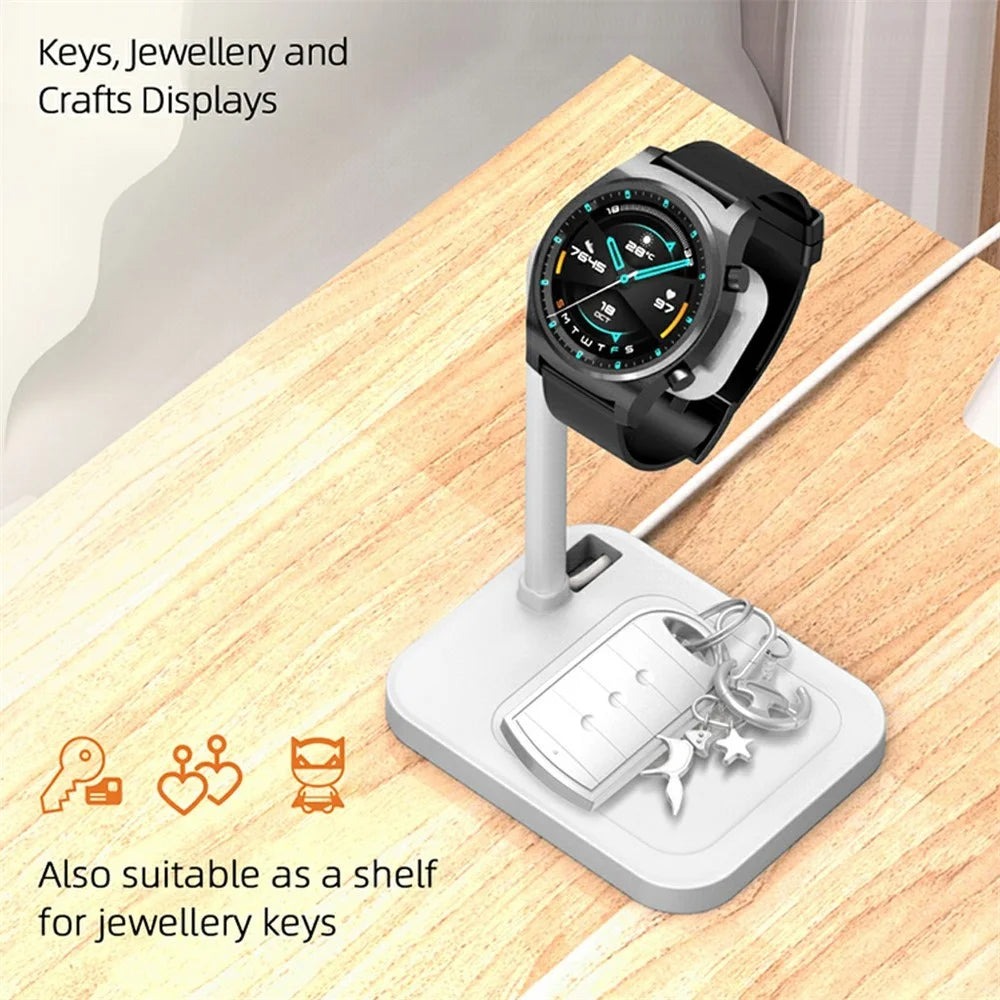 AODUKE AJZJ02S Watch Charging Base Stand for Google / Huawei / Garmin / Samsung Watch Charger Dock - White - 2