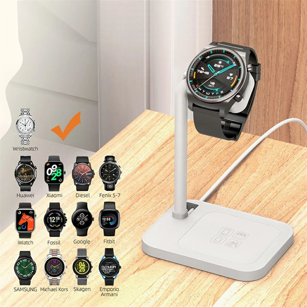 AODUKE AJZJ02S Watch Charging Base Stand for Google / Huawei / Garmin / Samsung Watch Charger Dock - White - 6