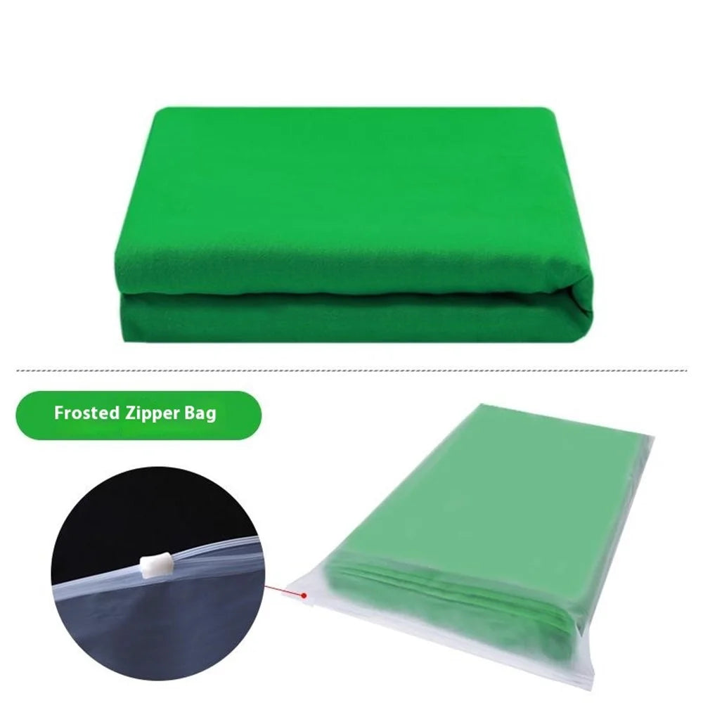 1 x 3m Green Photography Backdrop Set with 4 Clips Polyester Background Screen for Studio / Live Streaming - 2