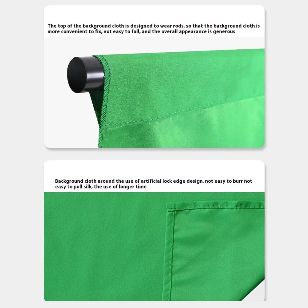 1 x 3m Green Photography Backdrop Set with 4 Clips Polyester Background Screen for Studio / Live Streaming - 5