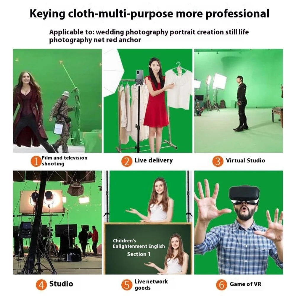 1 x 1.5m Photography Backdrop Set with 4 Clips Polyester Background Screen for Studio / Live Streaming - Black - 7