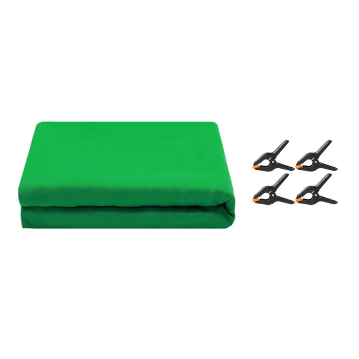 3 x 5m Photography Backdrop Set with 4 Clips Polyester Background Screen for Studio / Live Streaming - Green - 1